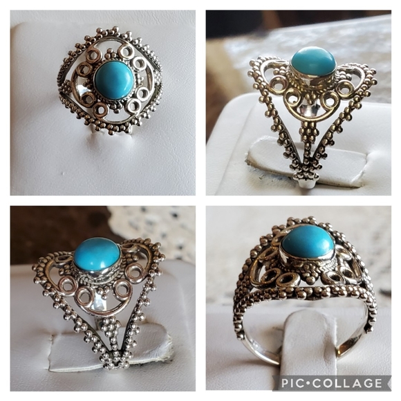 Genuine Blue Mojave Turquoise Ring Size 8.5 - Picture 3 of 8